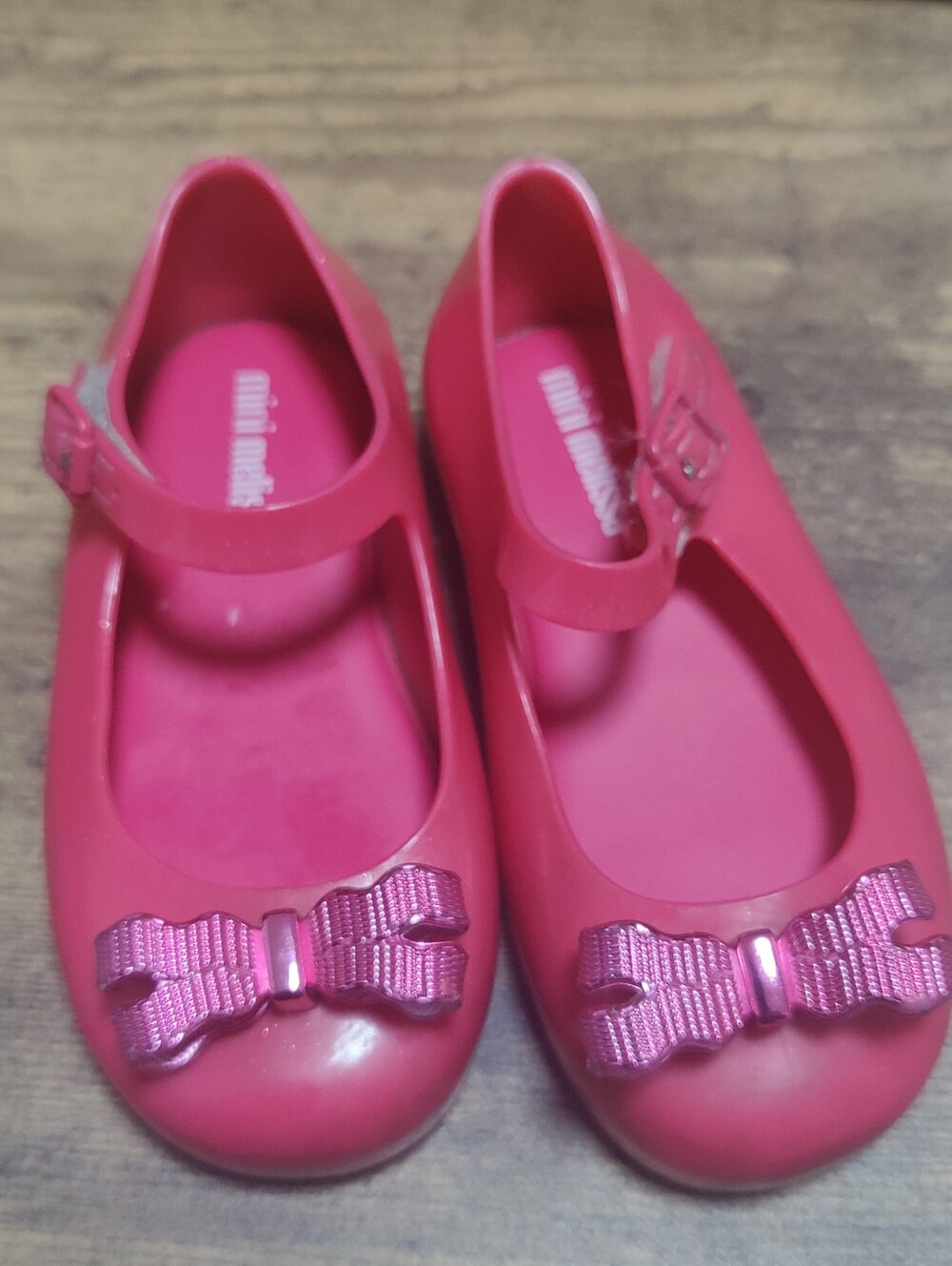 Mini Melissa Hot Pink Mary Jane Jelly Shoes with Bow